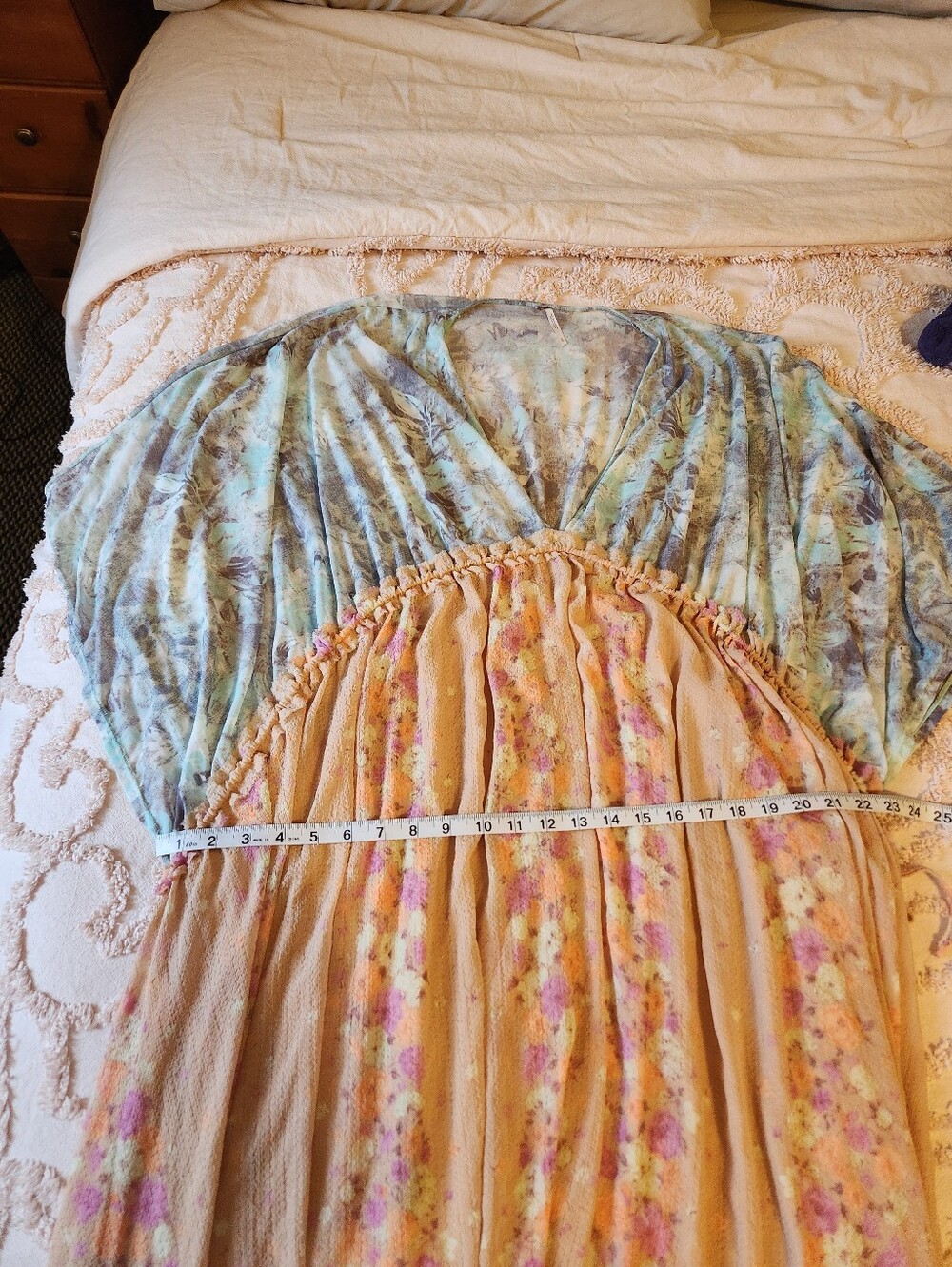 Free People Know Me Maxi Top Floral Blue Orange Pastel Small Boho - Picture 9 of 11